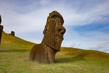 Stone statues Moai on Easter Island Rapa Nui