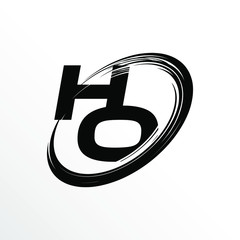 Initial Letter HO Brush Effect Logo Design	
