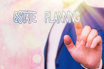 Text sign showing Estate Planning. Business photo showcasing The management and disposal of that an...