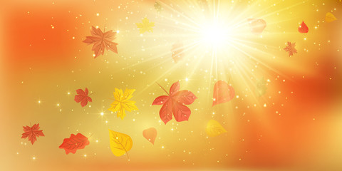 Naklejka premium Banners with fall leaves. Autumn background. Fall Abstract autumnal background with colorful leaves, on wind. EPS 10