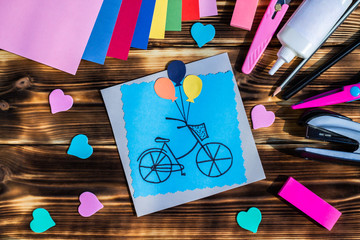 Step by step tutorial on making a colored cardboard greeting card. How to make a paper card with...