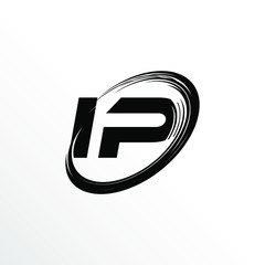 Initial Letter IP Brush Effect Logo Design	
