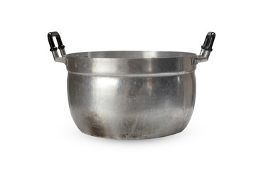 old cooking pot isolated on white background
