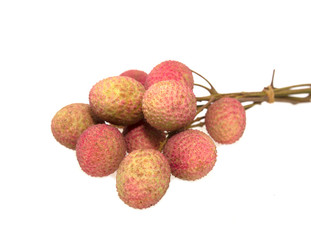Fresh lychees isolated on white background