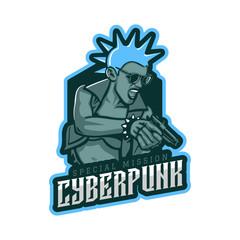Fototapeta na wymiar illustration of cyberpunk army logo template