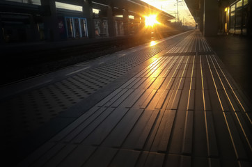 Sunset at the train station in Italy