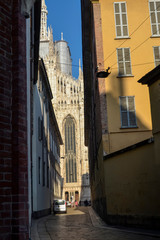 Streets of Milan. Walk along the narrow streets of Italy.