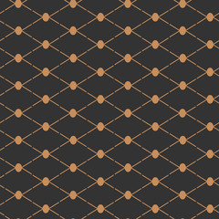 Gold abstract seamless pattern. Limitless black background, stylish golden line geometric repeat ornament. Boundless decor for fabric, paper wrap, print, wallpaper decor Decorative vector illustration