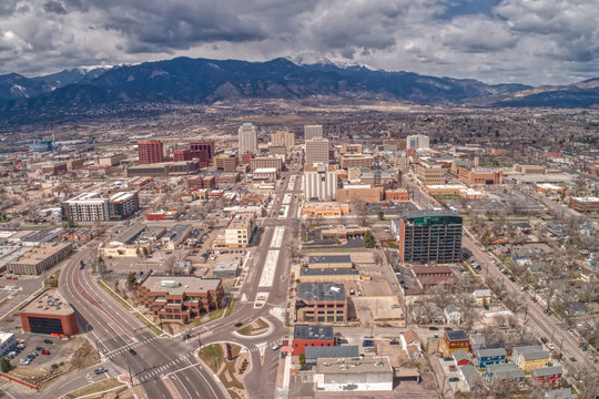 Colorado Springs from above during the Covid-19 Lockdown