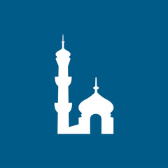 Mosque Icon On Blue Background. Blue Flat Style Vector Illustration