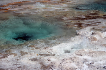 Blue spring basins in Yellowstone National Park