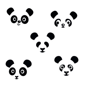 Cute Panda Face Vector Icon. Seamless wallpaper,Logo Design Illustration. Simple Sign a Panda.