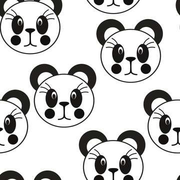 Cute Panda Black And White Kids Pattern Seamless © Michel M.