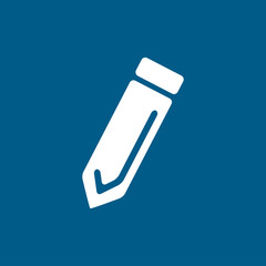 Pencil Icon On Blue Background. Blue Flat Style Vector Illustration