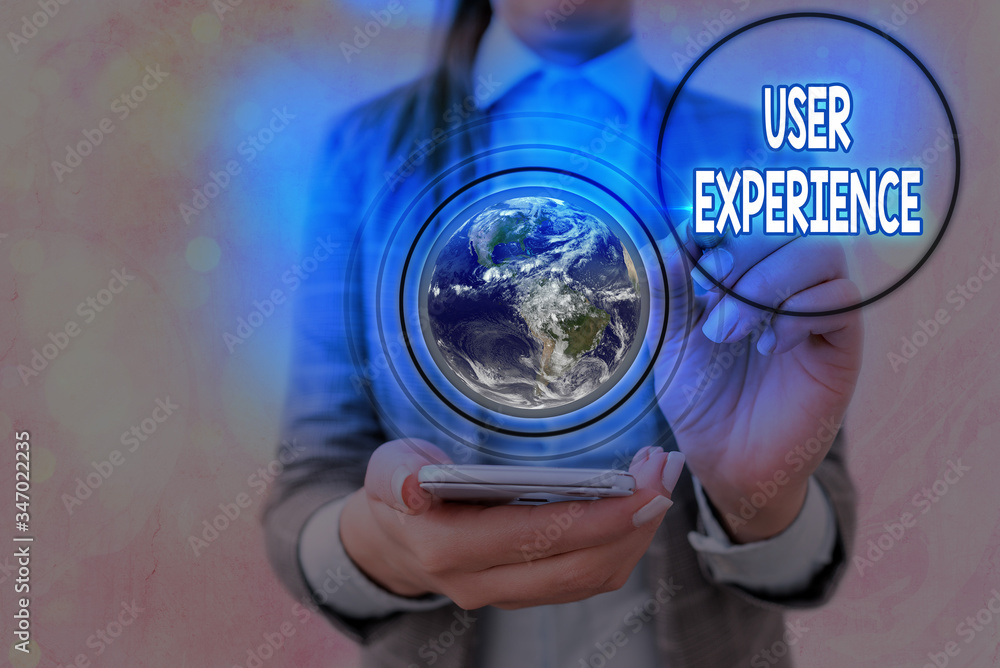 Poster writing note showing user experience. business concept for using website especially in terms how ple