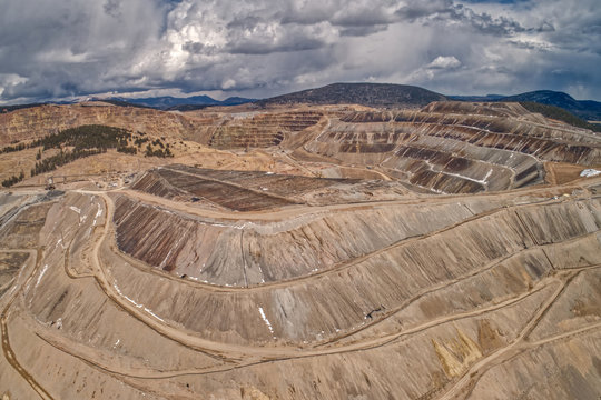 Aerial View of a Large Gold Mine in the Colorado Rockies