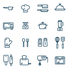 cooking appliance simple thin line icons set