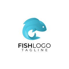 Colorful abstract fish logo with isolated black background logo design template