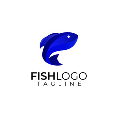 Colorful abstract fish logo with isolated black background logo design template