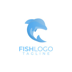 Colorful abstract fish logo with isolated black background logo design template