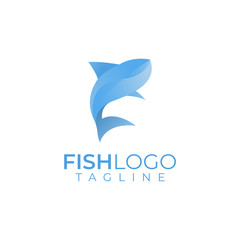 Naklejka premium Colorful abstract fish logo with isolated black background logo design template