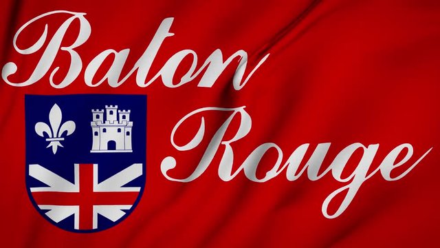 Baton Rouge city of Louisiana flag isis waving 3D animation,   Baton Rouge city of Louisiana state flag waving in the wind. Baton Rouge city flag seamless loop animation. 4K