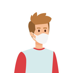 young man using face mask isolated icon vector illustration design