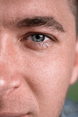 the eye. close-up. the guy is watching. long eyelashes