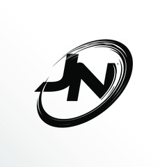 Initial Letter JN Brush Effect Logo Design	
