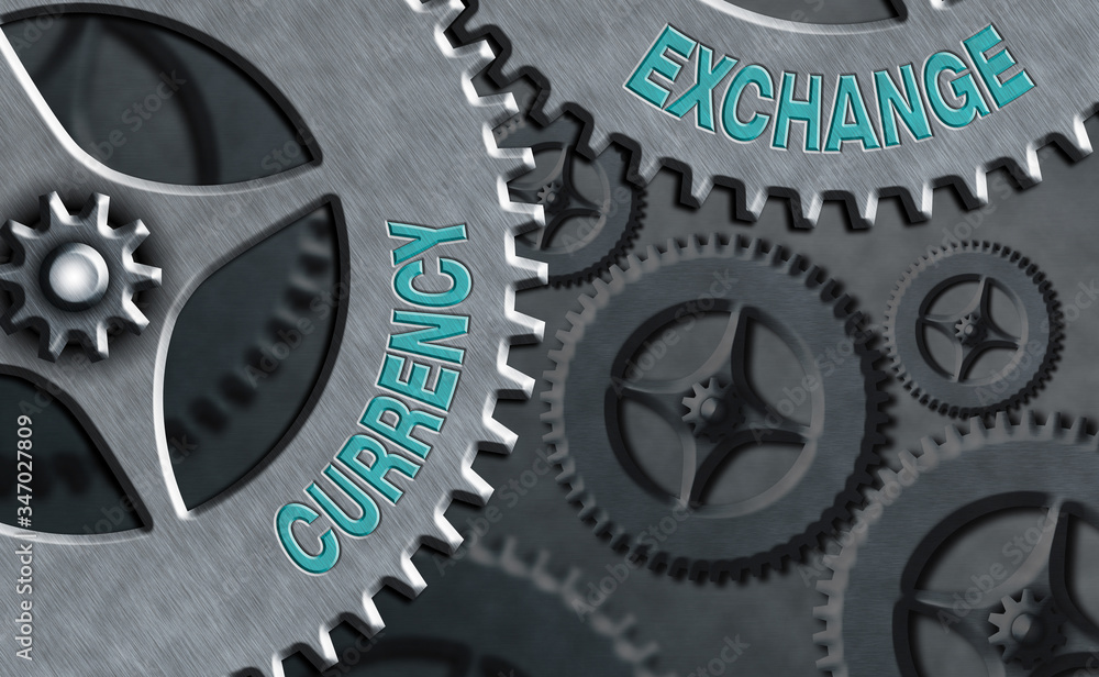 Poster writing note showing currency exchange. business concept for process of changing one currency into a