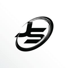 Initial Letter JS Brush Effect Logo Design	
