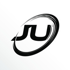 Initial Letter JU Brush Effect Logo Design	
