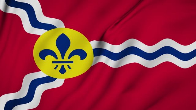 St. Louis city of Missouri flag is waving 3D animation. St. Louis city of Missouri state flag waving in the wind. St Louis city flag seamless loop animation. 4K