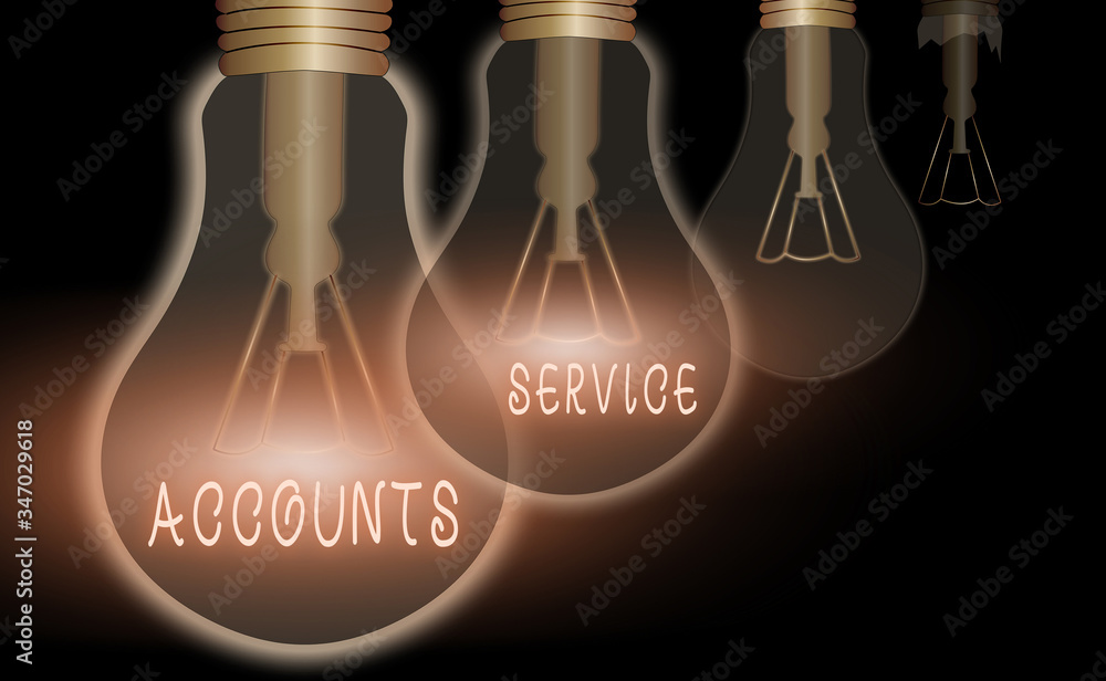 Poster word writing text accounts service. business photo showcasing accessing list of user profiles and in