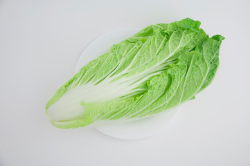 Chinese cabbage (in Japan called Hokusai) on a white isolated background close-up