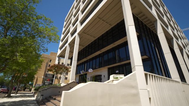 Suntrust Bank Building Downtown Tallahassee FL low ground angle motion footage