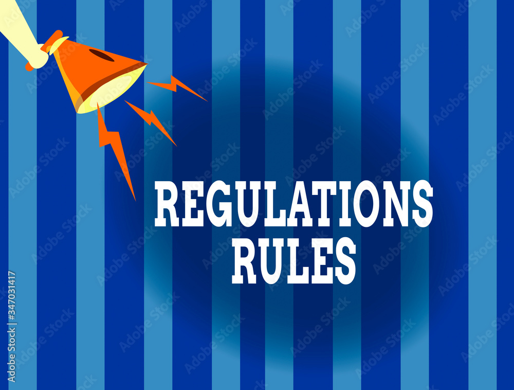 Poster handwriting text writing regulations rules. conceptual photo standard statement procedure govern to 