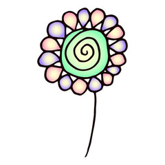 Colorful flower drawing. Vector hand drawn doodle