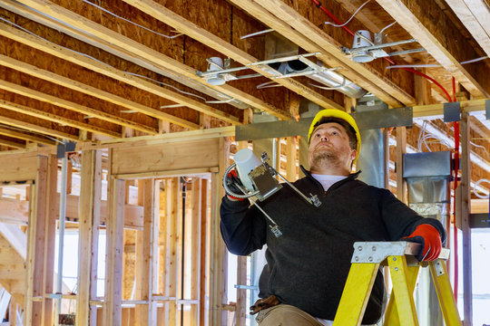 Installation Electrical For Light Bulb Hanging Lamp On The Ceiling