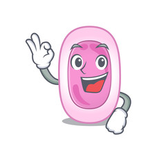 Bordetela pertussis mascot design style with an Okay gesture finger