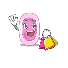 Rich and famous bordetela pertussis cartoon character holding shopping bags
