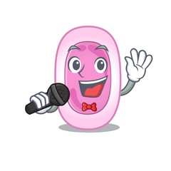 Talented singer of bordetela pertussis cartoon character holding a microphone