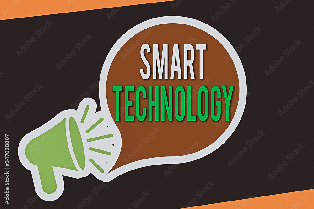 Poster conceptual hand writing showing smart technology. concept meaning gadgets or device that has a built