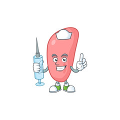 Friendly Nurse neisseria gonorhoeae mascot design style using syringe