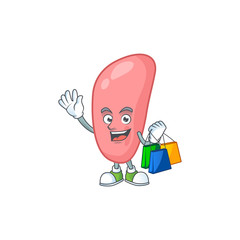 cartoon character concept of rich neisseria gonorhoeae with shopping bags