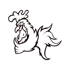 Rooster mascot logo silhouette version. Chicken logo in sport style, mascot logo illustration design vector