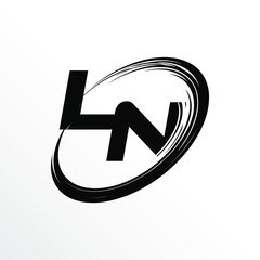 Initial Letter LN Brush Effect Logo Design