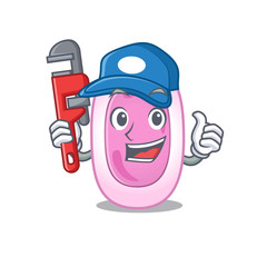 Bordetela pertussis Smart Plumber cartoon character design with tool