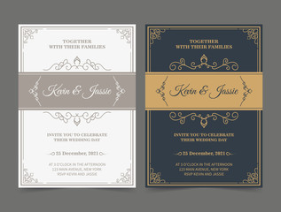 Luxury vintage golden vector invitation card template	