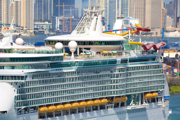 Navigator of the seas by royal caribbean leaving port of miami april 2020